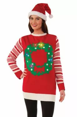 Wreath Light Up Sweater Adult Costume (Large)