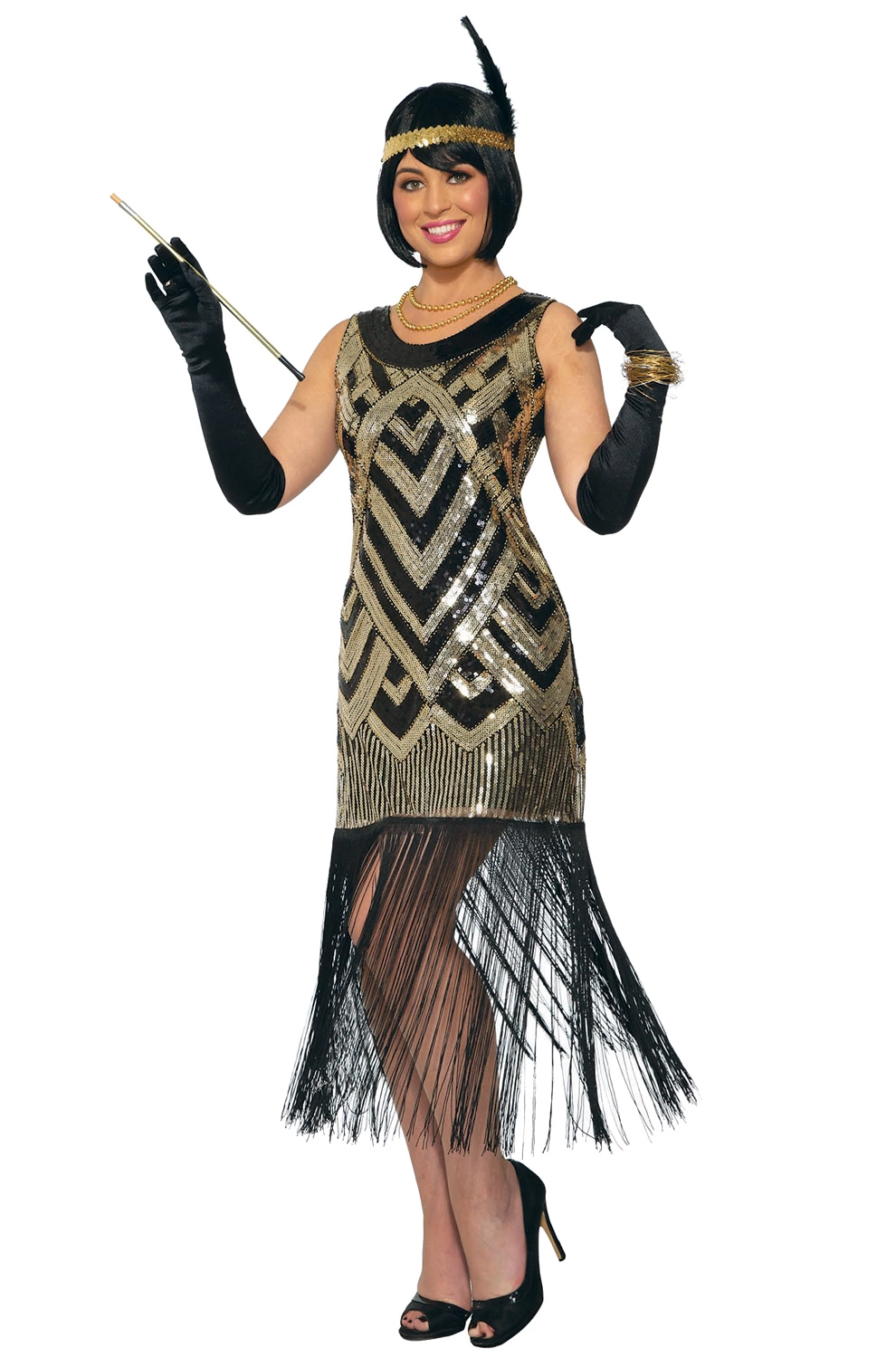 Black And Gold Flapper Adult Costume (M/L)