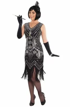 Silver Screen Flapper Plus Size Costume